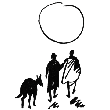 Joshua name, walking with governor and a big dog