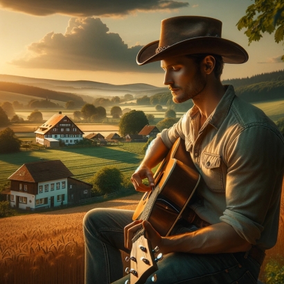 willie name, origins, man with guitar, cowboy hat, German countryside