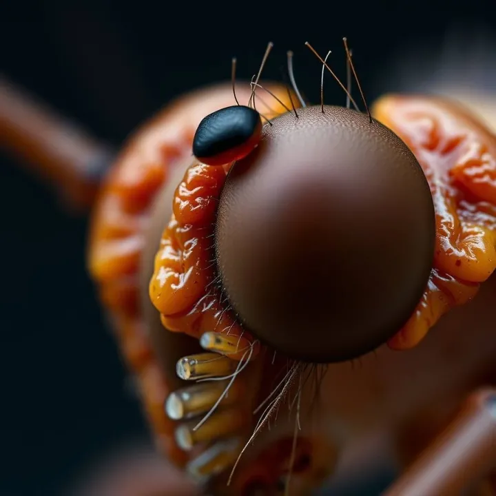 Extreme macro close-up in a strong, moody style, detailing Polymorphism with low contrast and small subject focus
