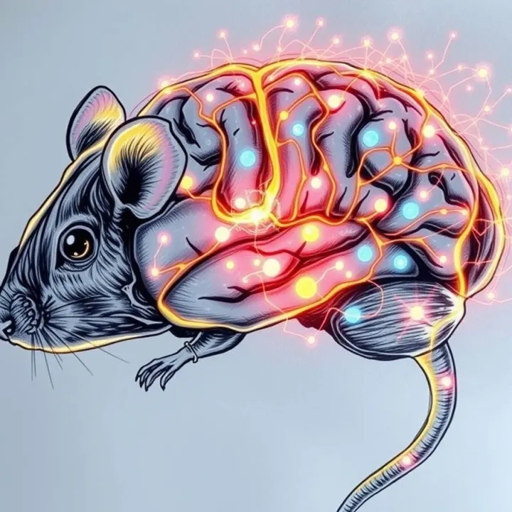 Surreal brain image showing diet-dependent changes in FGF21 signaling across neural networks.