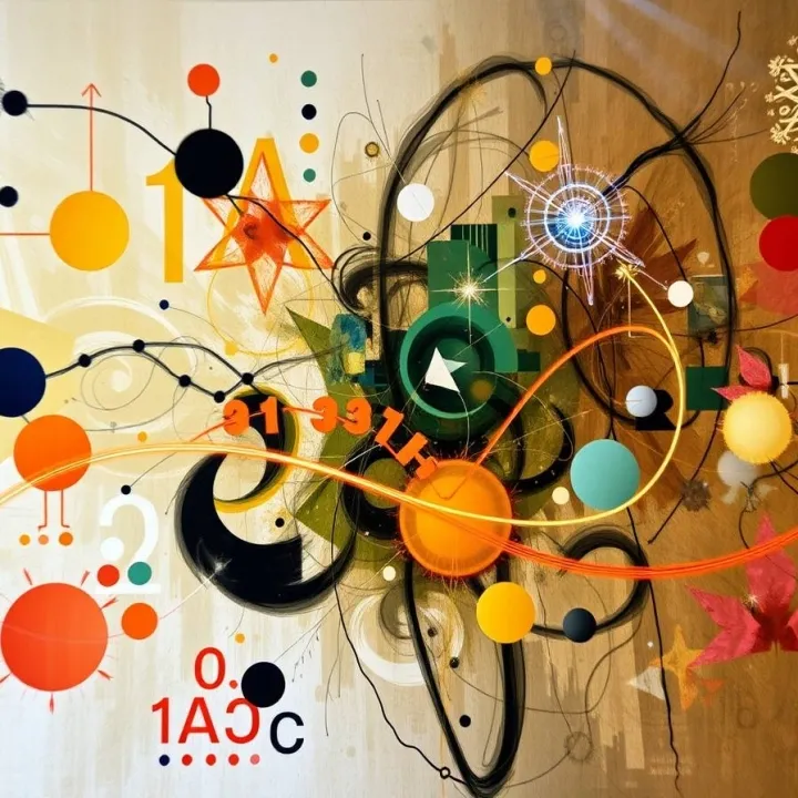 Abstract painting, symbolizing a numerology calculator via conveyed motion and light trails.