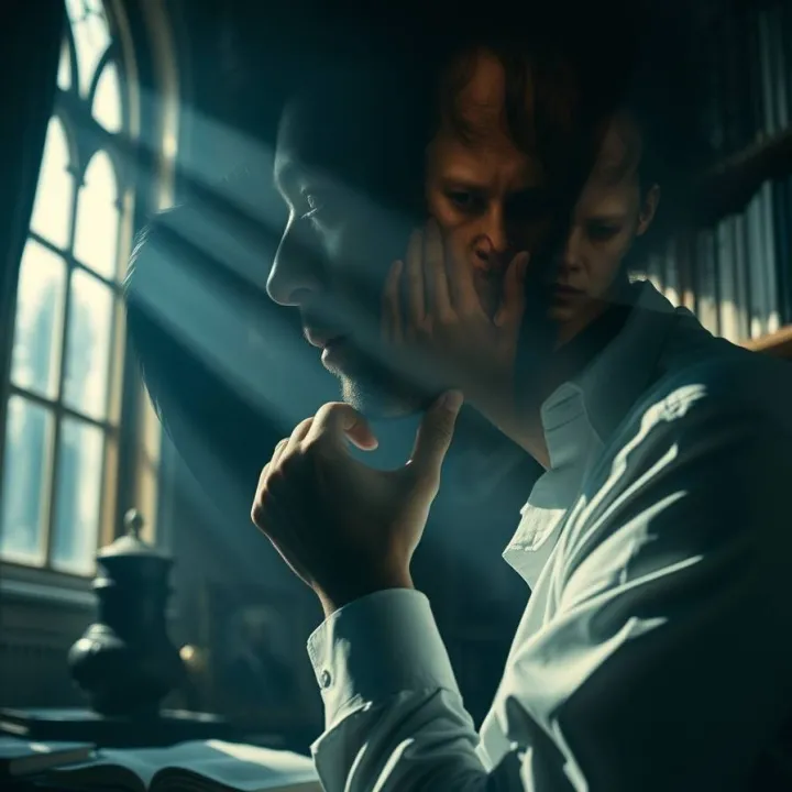 Philosophical illustration showing Schopenhauer