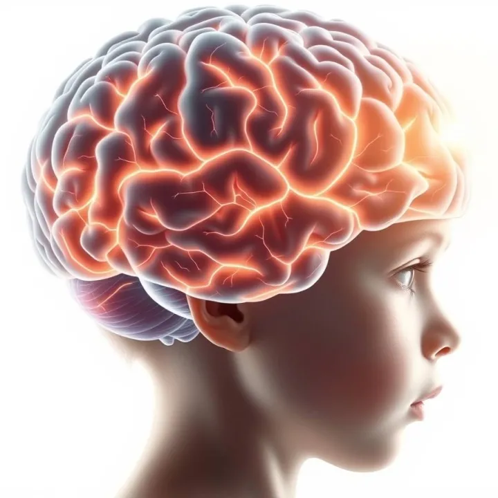 Illustrated brain showing highlighted white matter segments linked to communication and sensory pathways in autism.