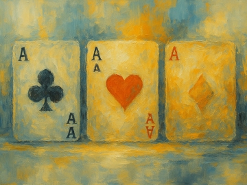 Ace of Clubs, Ace of Hearts, Ace of Diamonds oil painting.