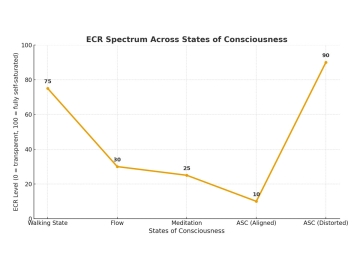 ECR (ego content ratio) Spectrum Graph: Walking State, flow, Meditation, ASC (Aligned), ASC (Distorted)