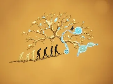 Surreal evolutionary timeline intertwining DNA with clock-like structures representing reproductive timing. logo