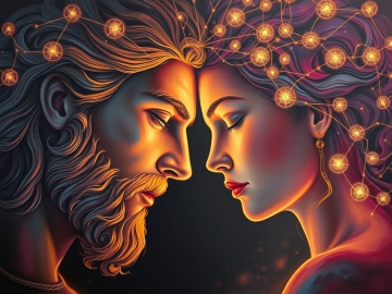 Two faces in close connection, representing attraction, emotional connection, and relationship dynamics
