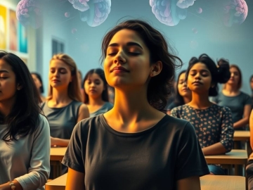 Students practicing mindfulness in a classroom to support emotional regulation and mental health