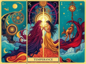 Tarot cards, temperance, mystical